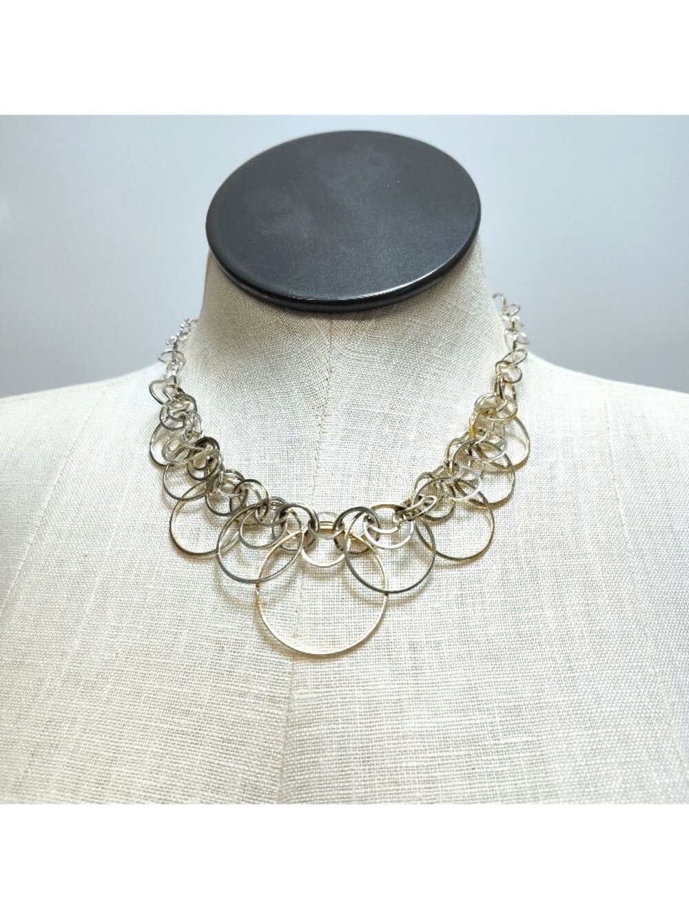 Alfani Intertwined Open Ring Collar Necklace Cascading Circle Link Chain Choker